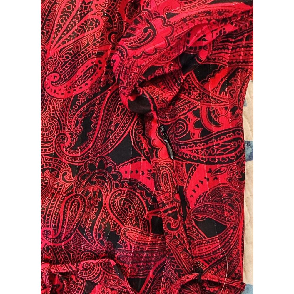NWT Tommy Hilfiger Sz 8 Lined Asymetrical Ruffle Belt Zipper Blouson Sleeve Red - Picture 5 of 13